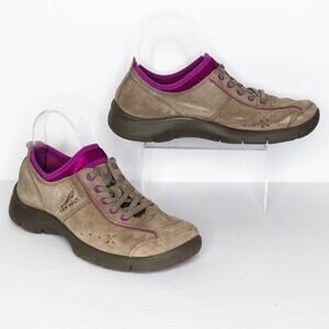 Dansko Elise Sneakers Comfort Walking Casual Shoes Leather Brown Purple 37 6.5 7
